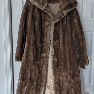 Brown faux fur long coat